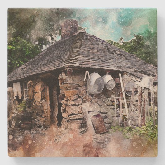 自然石コテージ壁芸術砂岩コースター ストーンコースター (正面)