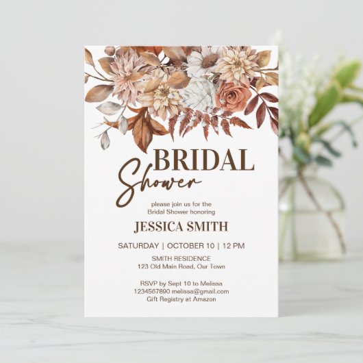 自然砂漠茶ボホの花ブライダルシャワー 招待状 (スタンド正面)