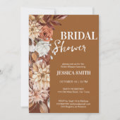 自然砂漠茶色のボホフラワー秋ブライダルシャワー 招待状 (正面)