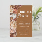 自然砂漠茶色のボホフラワー秋ブライダルシャワー 招待状 (スタンド正面)