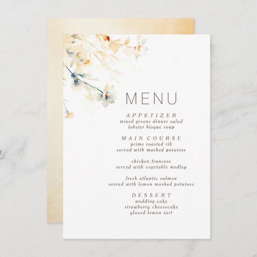 自然秋シェードエレガントウェディングメニュー メニュー (正面/裏面)