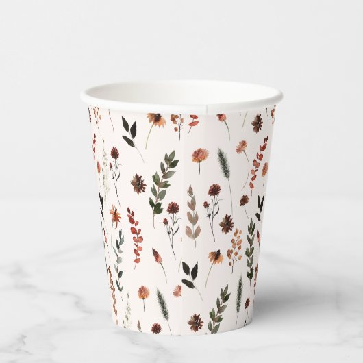 自然秋山花模様 紙コップ (右)