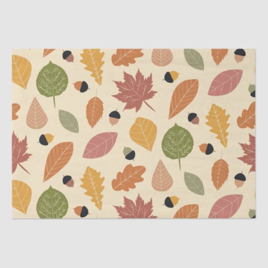 自然紅葉とアコーンのベージュ 薄葉紙 (正面)