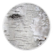 自然素朴な田舎の白い樺の木の樹皮 セラミックノブ (正面)