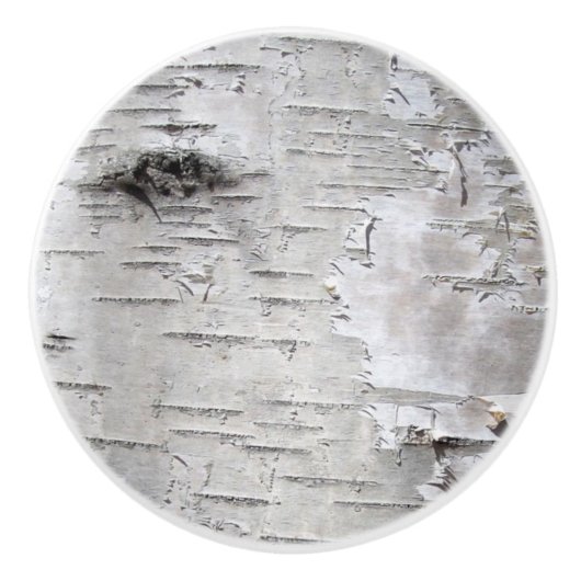 自然素朴な田舎の白い樺の木の樹皮 セラミックノブ (正面)