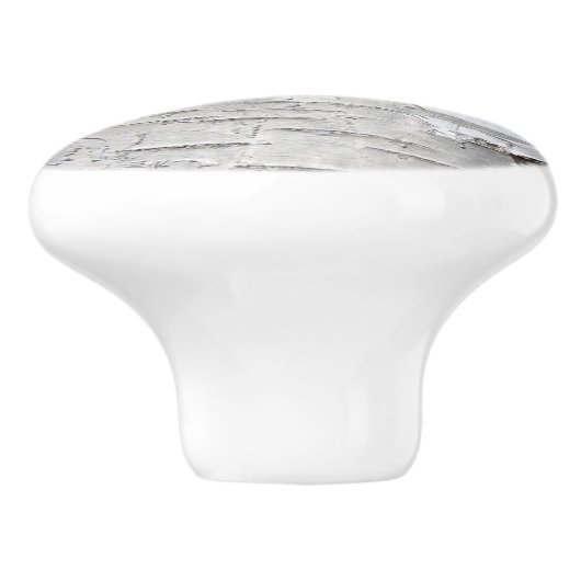 自然素朴な田舎の白い樺の木の樹皮 セラミックノブ (側面)