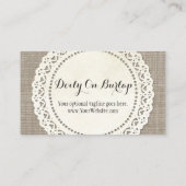 自然素朴な茶色のラップの上にカントリーレース 名刺 (裏面)