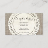 自然素朴な茶色のラップの上にカントリーレース 名刺 (正面)