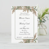 自然素朴スタイル – 緑と茶色の葉 招待状 (スタンド正面)