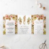 自然素朴フローラポット乾燥ボホパーム結婚ズ 三つ折り招待状 (内部)