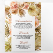 自然素朴フローラポット乾燥ボホパーム結婚ズ 三つ折り招待状 (内部最初)