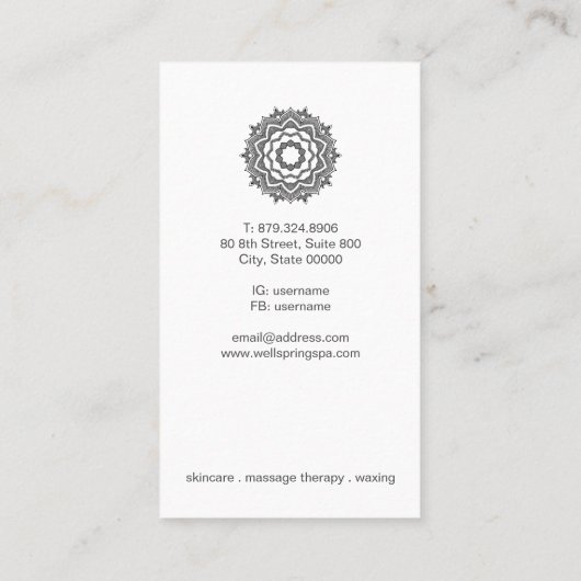 自然素朴曼荼羅宇宙のシンボル 名刺 (裏面)