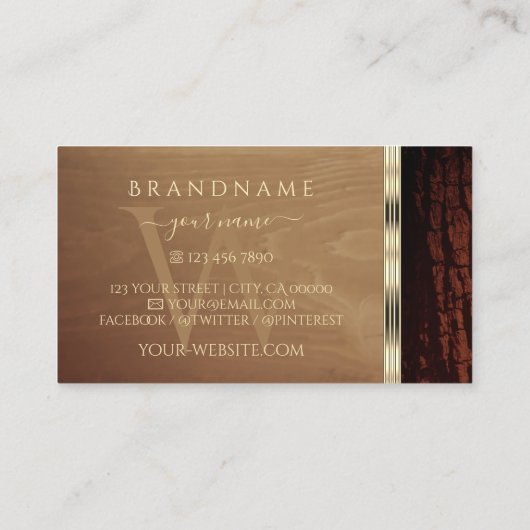 自然素朴樹皮粒穀物金ゴールドモノグラ縁どム 名刺 (裏面)