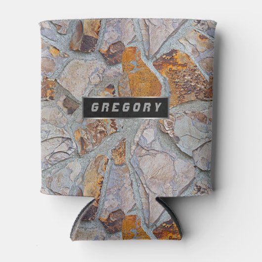 自然素朴石モザイクのタイル模様 缶クーラー (正面)