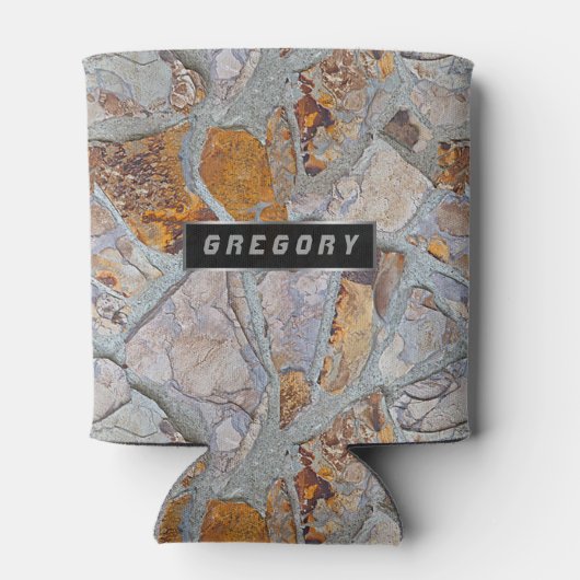 自然素朴石モザイクのタイル模様 缶クーラー (裏面)