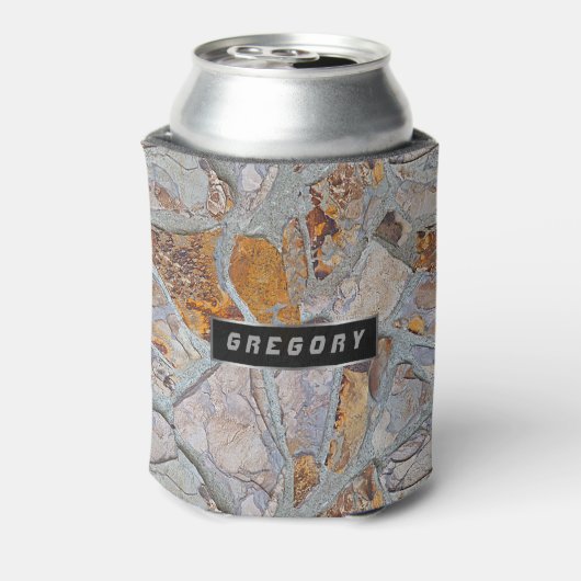 自然素朴石モザイクのタイル模様 缶クーラー (缶裏面)