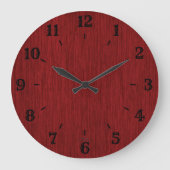 自然素朴粒子の粗い赤い木の時計を見る ラージ壁時計 (正面)