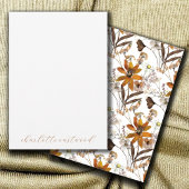 自然素朴金ゴールド茶の水色の野花 ノートカード