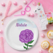 自然紫色の花 ペーパープレート (パーティー)