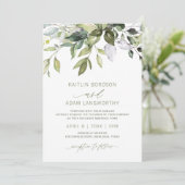 自然結婚の植物性の緑の水色 招待状 (スタンド正面)