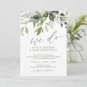自然結婚の植物性緑色水彩V2 招待状 (スタンド正面)