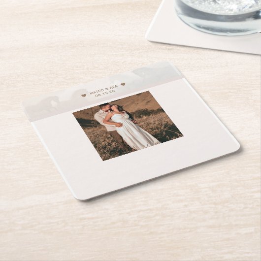 自然結婚ウマの写真の追加カスタム スクエアペーパーコースター (アングル)
