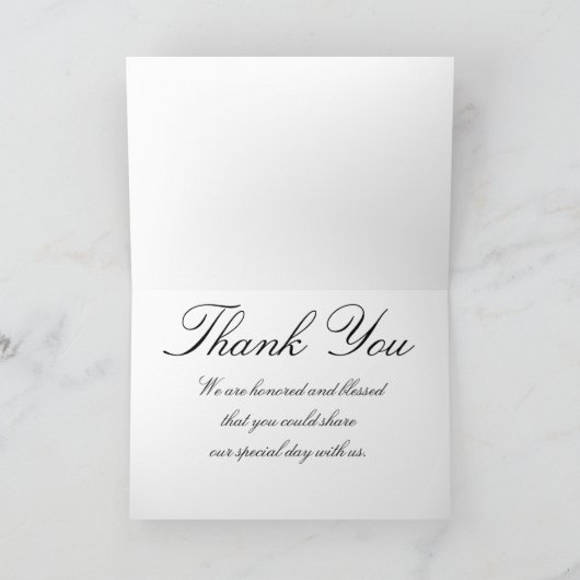 自然結婚木目写真に感謝素朴 カード (内部)