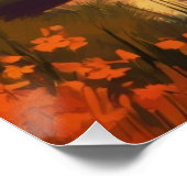 自然絵を描サンセットと湖、コテージ ポスター (コーナー)