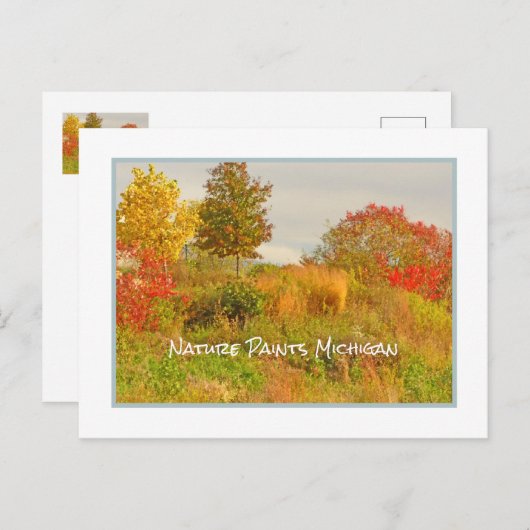 自然絵を描ミシガン/秋カラー葉書 ポストカード (正面/裏面)