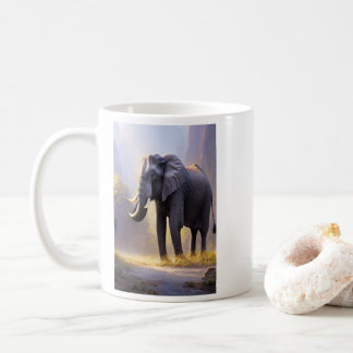 自然絵画の中に美しい象 コーヒーマグカップ