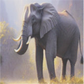 自然絵画の中に美しい象 シール (正面)