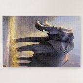 自然絵画の中に美しい象 ジグソーパズル (横)