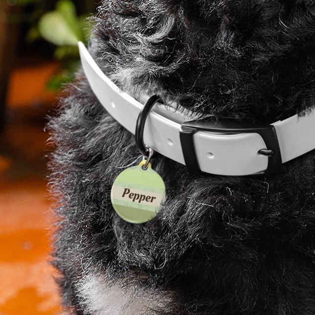 自然緑のストライプ ペット　ネームタグ (クリエイターアップロード済み)
