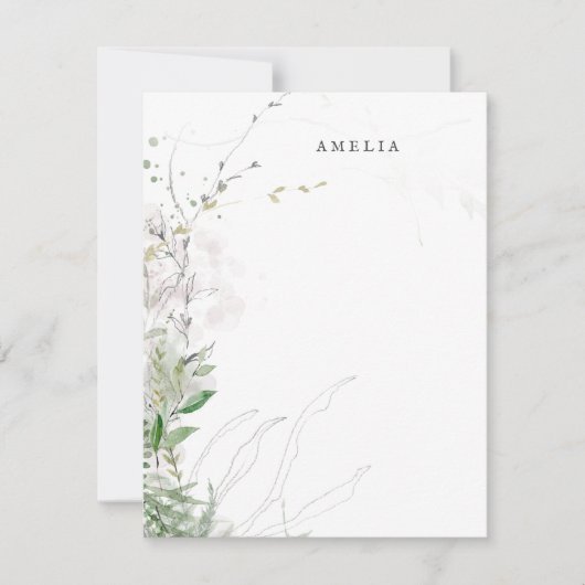 自然緑の水の色の名パーソナライズされた前 ノートカード (正面)