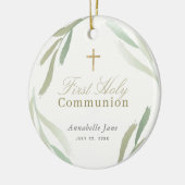 自然緑の葉の最初の聖餐式 セラミックオーナメント (左)