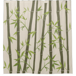 自然緑竹草灯 シャワーカーテン