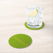 自然緑葉淡黄色ラインデザイン ペーパーコースター (インサイチュ)