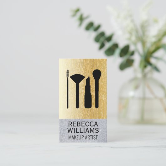 自然線金ゴールド勾配 |グリッターメイクアップセット 名刺 (スタンド正面)