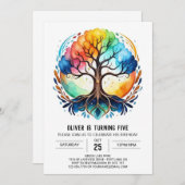 自然編集可能なライフ誕生日 招待状 (正面/裏面)