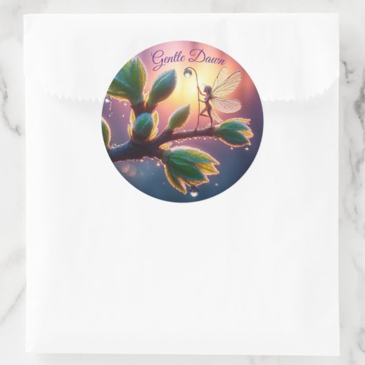 自然美しいの妖精の露の小さな生き物の夏 ラウンドシール (バッグ)