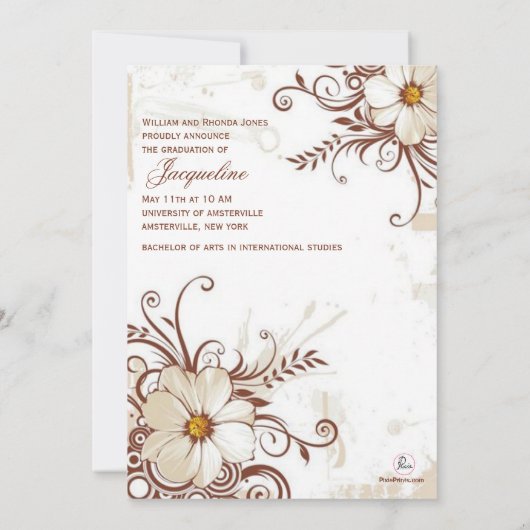 自然美しい写真卒業発表 案内状 (裏面)