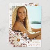 自然美しい写真卒業発表 案内状 (正面/裏面)