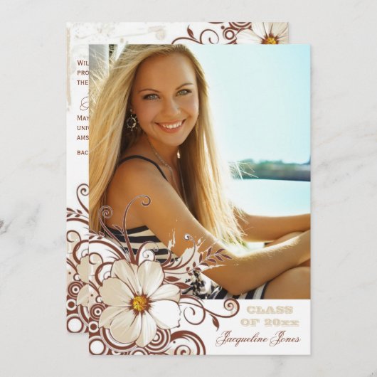 自然美しい写真卒業発表 案内状 (正面/裏面)