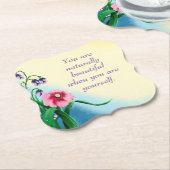 自然美しい引用文ピンクと紫の花 ペーパーコースター (アングル)