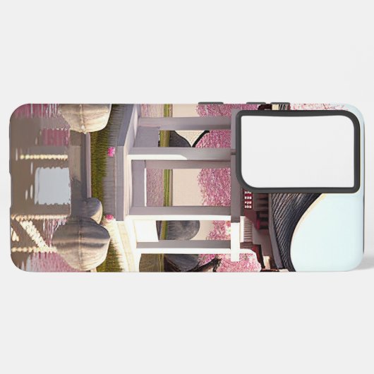 自然美しい桜さくらんぼブロッサムガーデンビュー SAMSUNG GALAXYケース (裏面横)