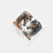 自然美しい茶色の馬結婚の紙ナプキン スタンダードカクテルナプキン (角)