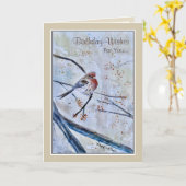 自然美しい鳥誕生日グリーティングカード カード (黄色い花)