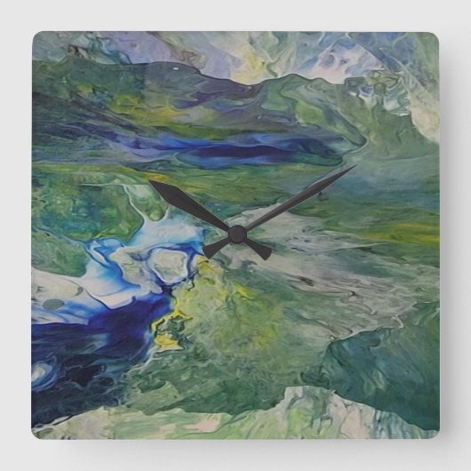 自然美しい スクエア壁時計 (正面)