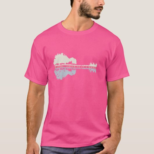 自然聞には音楽ギター湖シャドームス Tシャツ (正面)