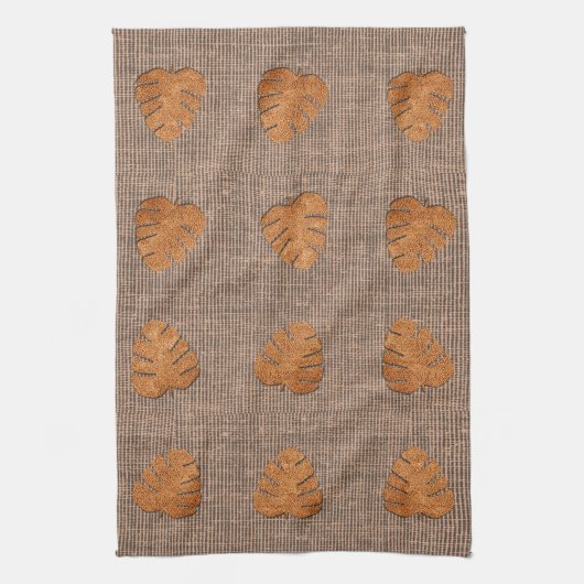 自然色素朴葉キャンバス キッチンタオル (縦)